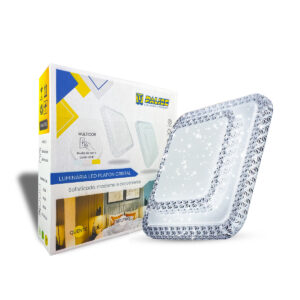 Lustre Plafon Cristal Led 33x33cm 25w Sobrepor Quadrado